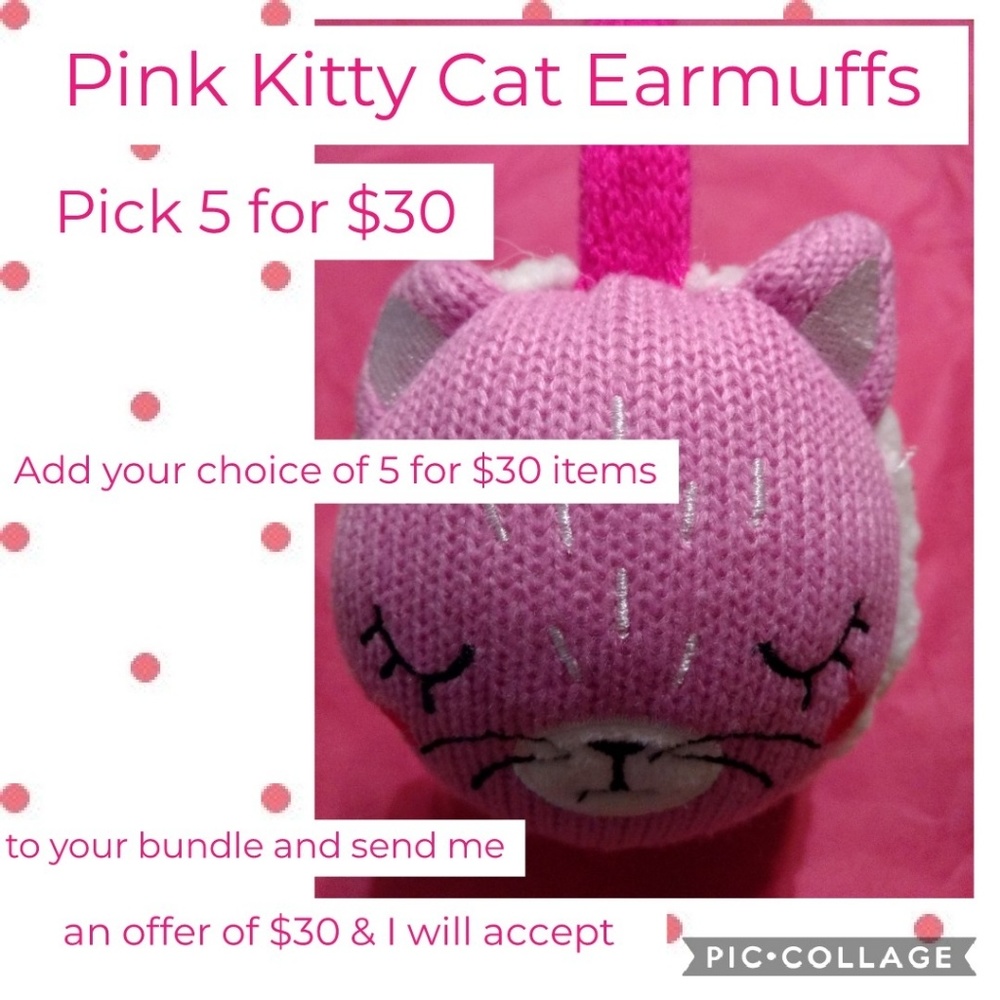 🎄Earmuffs - Pink Kitty Cat